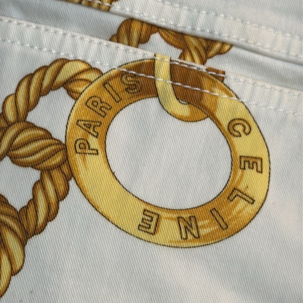 CELINE White and Gold Chain Print Women's CAPRI Jeans - Picture 16 of 16